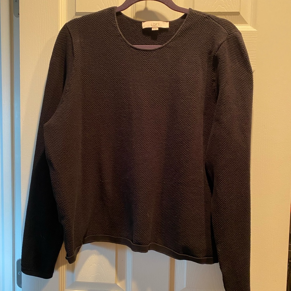 Loft black waffle weave, long sleeve top
